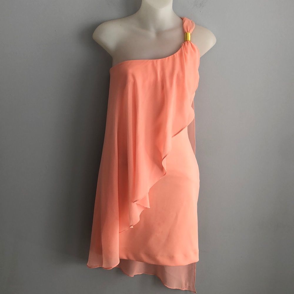 BEBE Peach Chiffon Dress